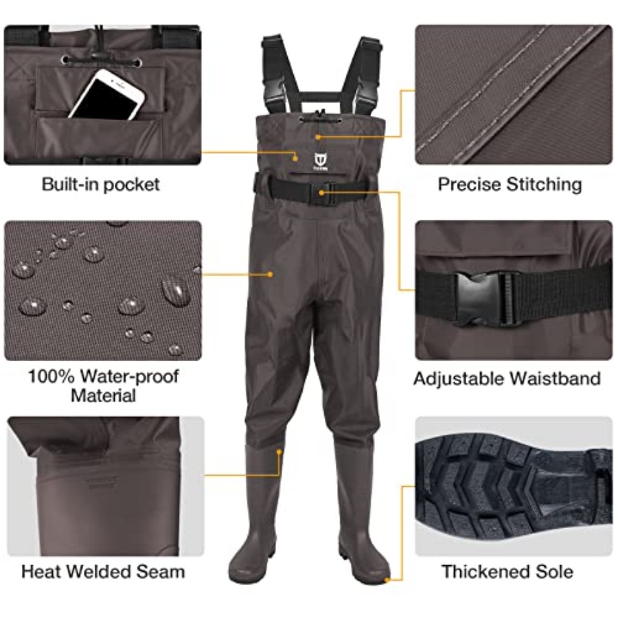 Waders met laarzen, 2-laags ny - Fishing Waders recensie en prijs