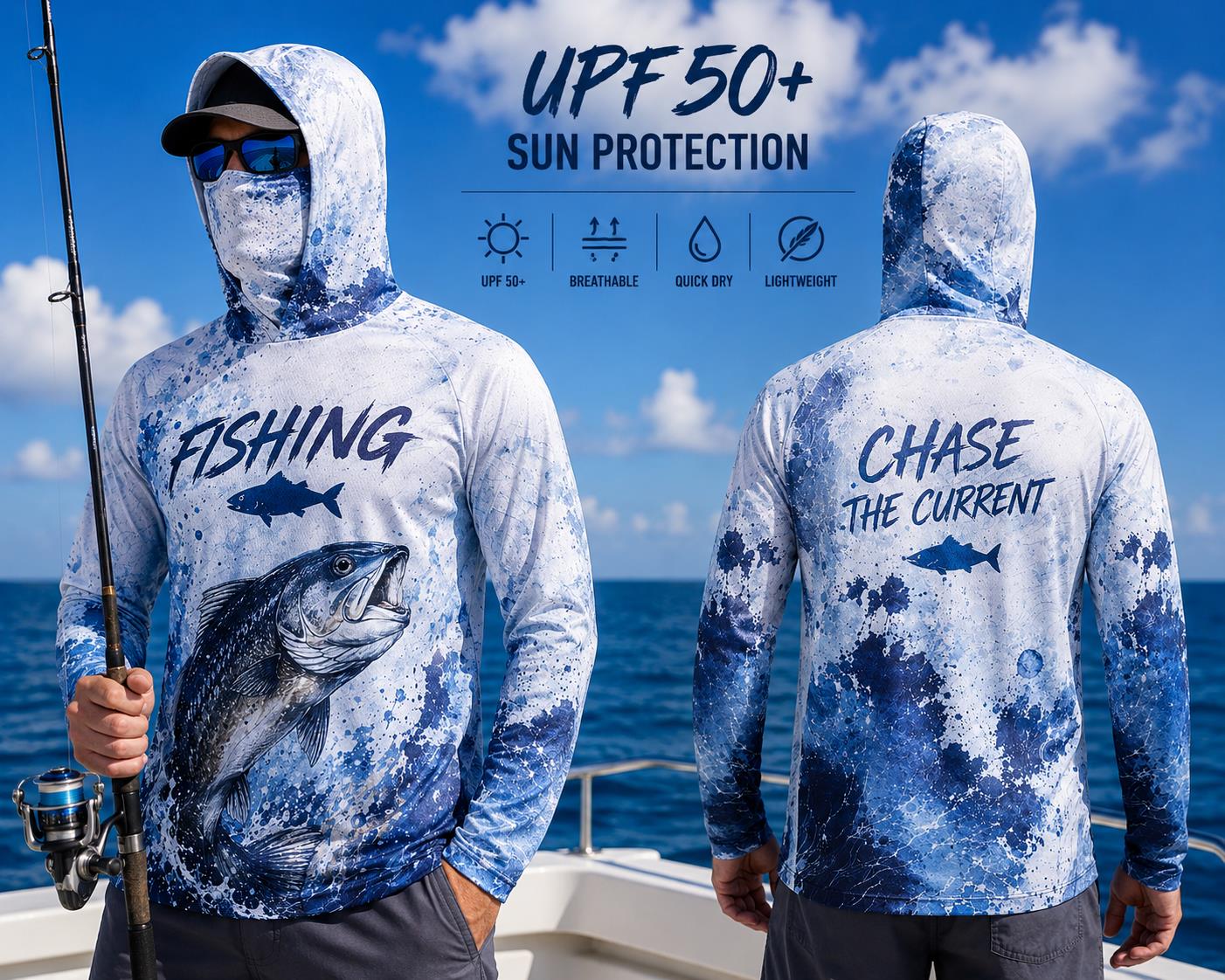 Vissershoodie Shirt Heren Lang - Fishing Mask Sun Protection recensie en prijs